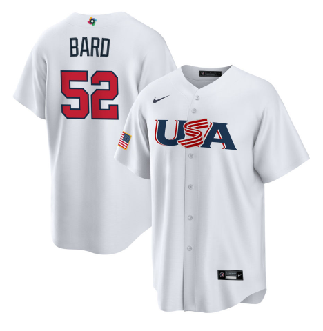 Men's USA Baseball #52 Daniel Bard 2023 White World Baseball Classic Stitched Jersey